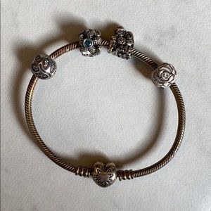 Pandora Bracelet with Charms and Clips